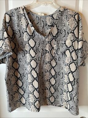 eesome Neutral Snake Print Top in Beige and Black